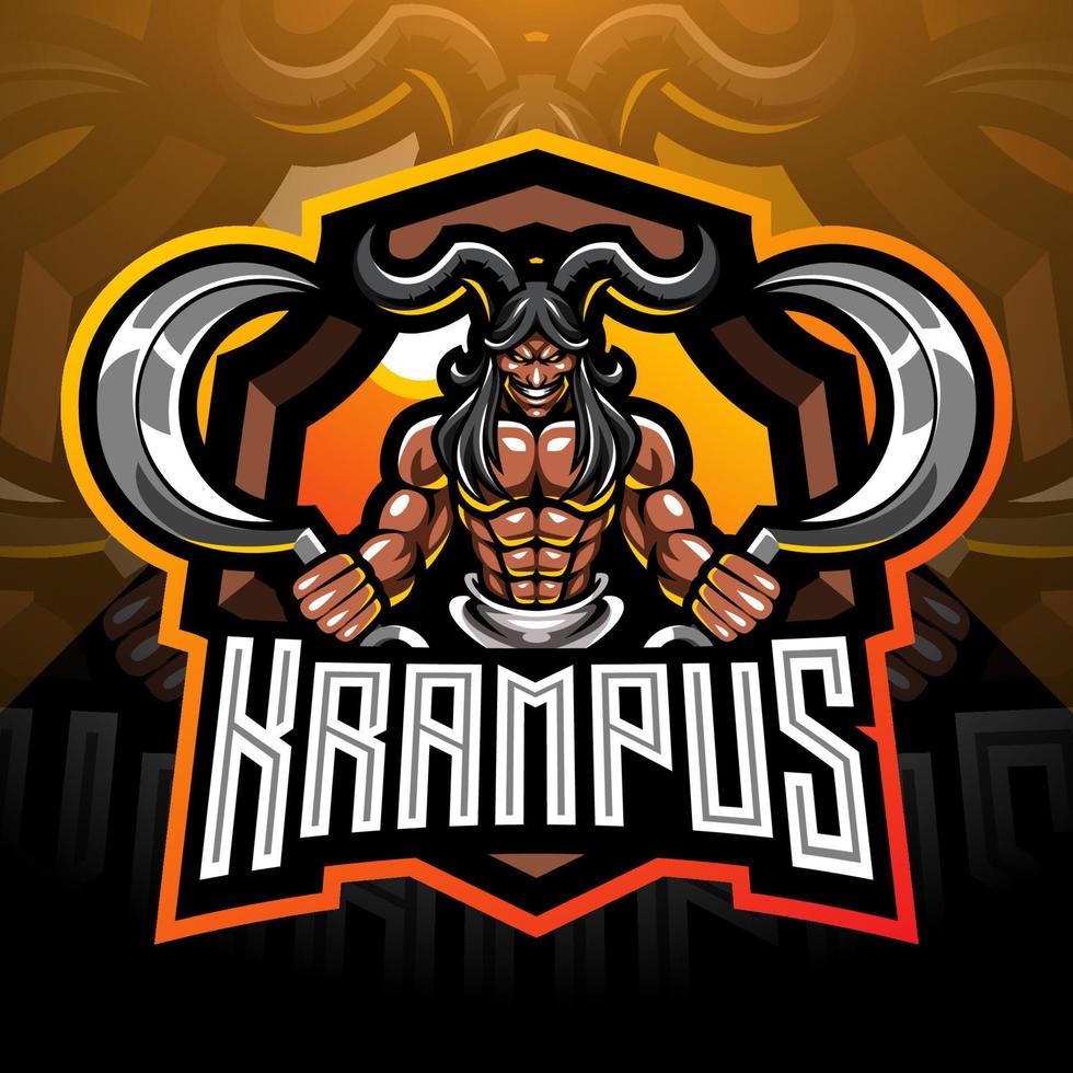 création de logo de mascotte krampus esport vecteur