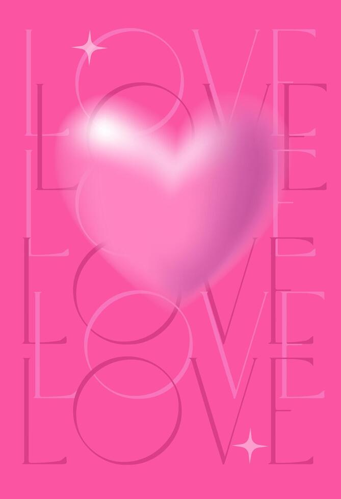 la Saint-Valentin journée salutation carte avec charmant floue cœur . moderne art affiche couverture conception. vecteur