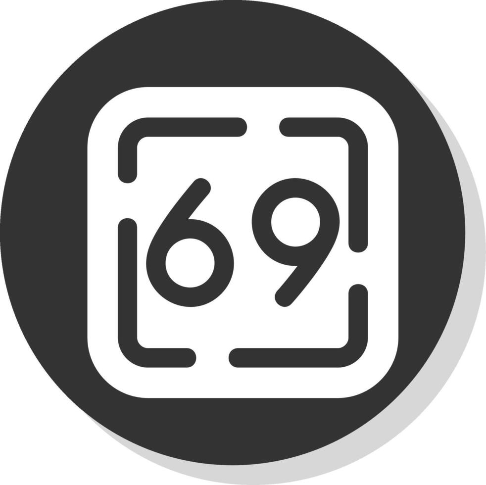soixante neuf glyphe gris cercle icône vecteur