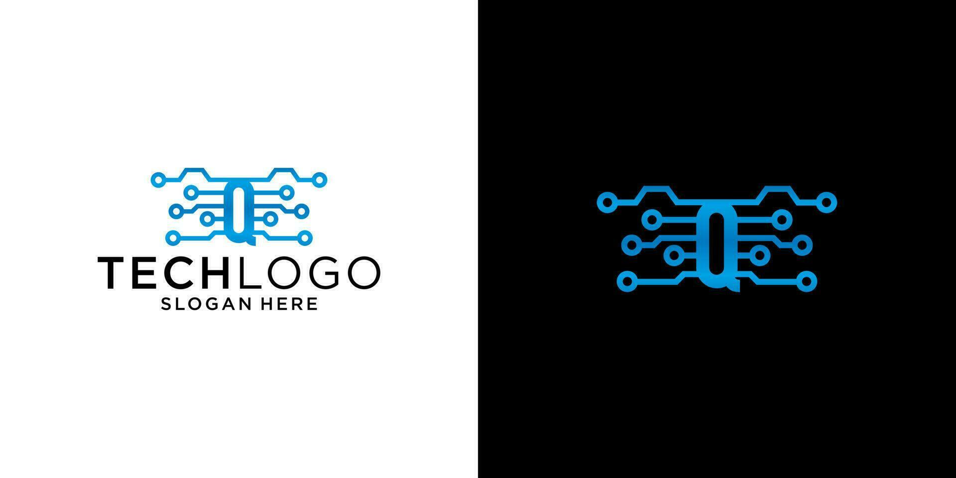 modèle de conception de technologie de logo q vecteur