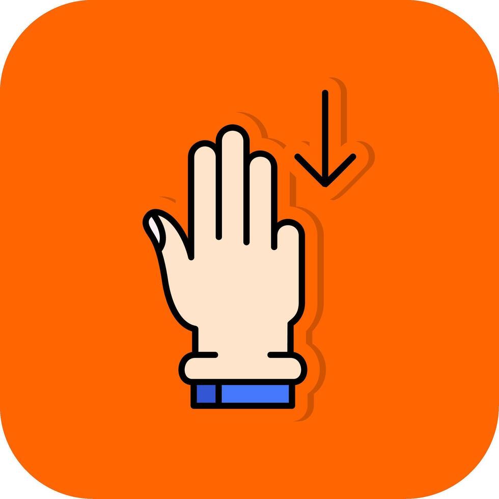 Trois les doigts vers le bas rempli Orange Contexte icône vecteur