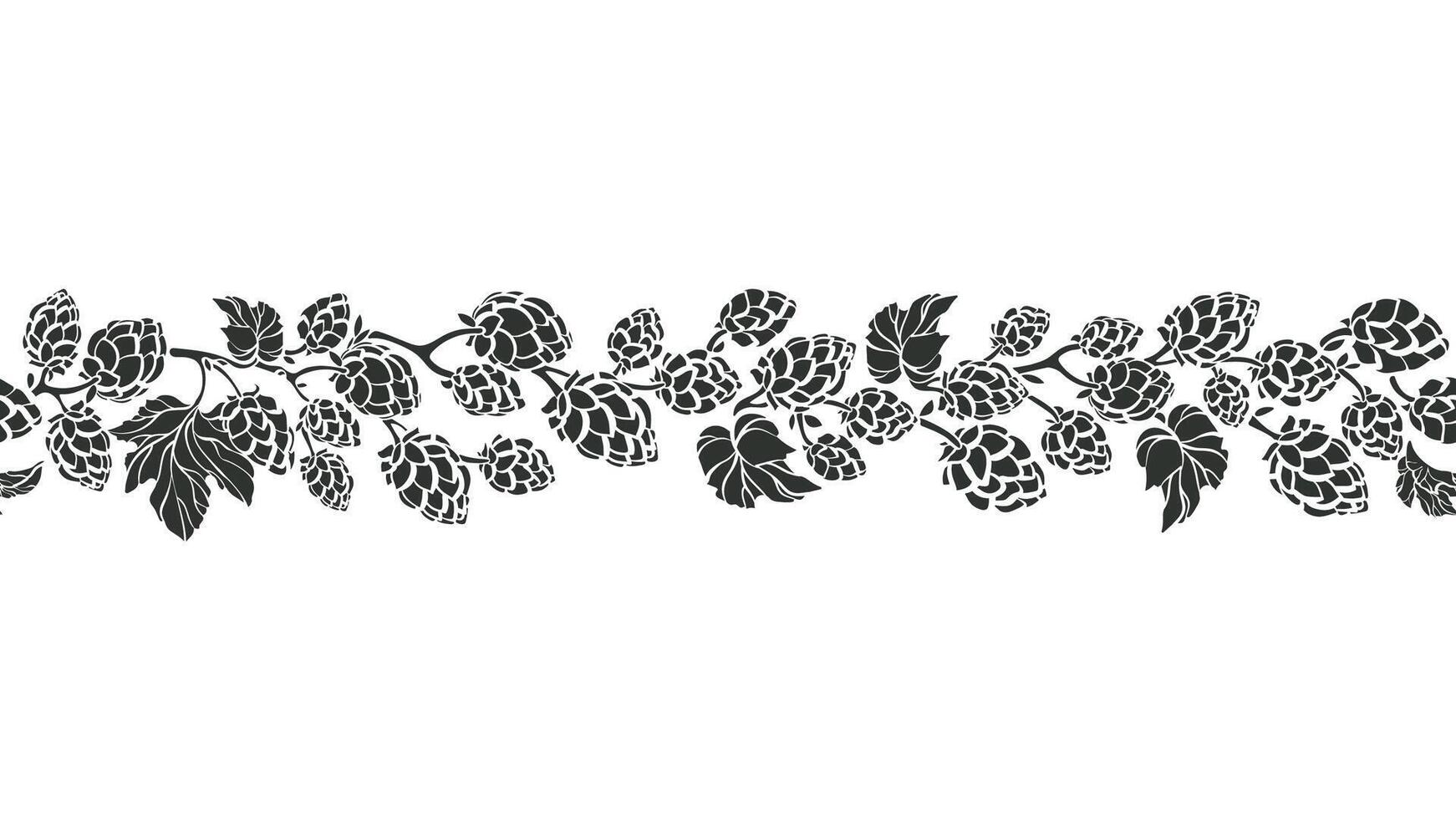 le houblon vecteur sans couture modèle art herbe illustration