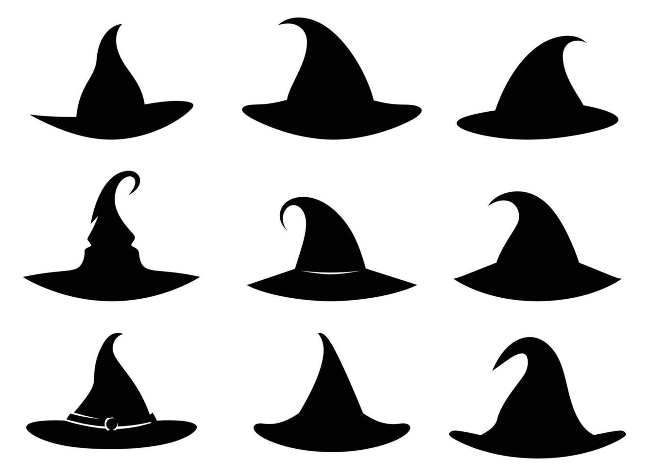 noir Halloween sorcière chapeau icône silhouette vecteur. vecteur