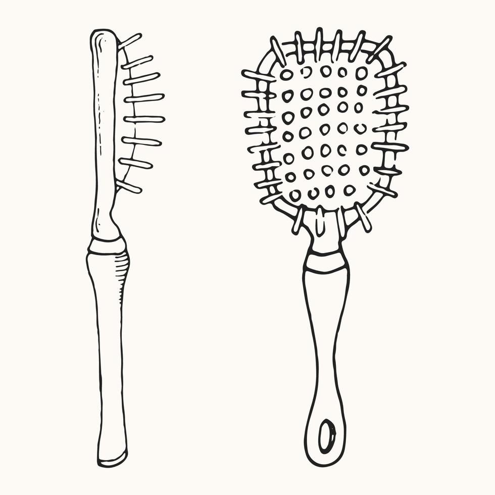 brosse à cheveux. illustration de doodle de dessin à la main vecteur