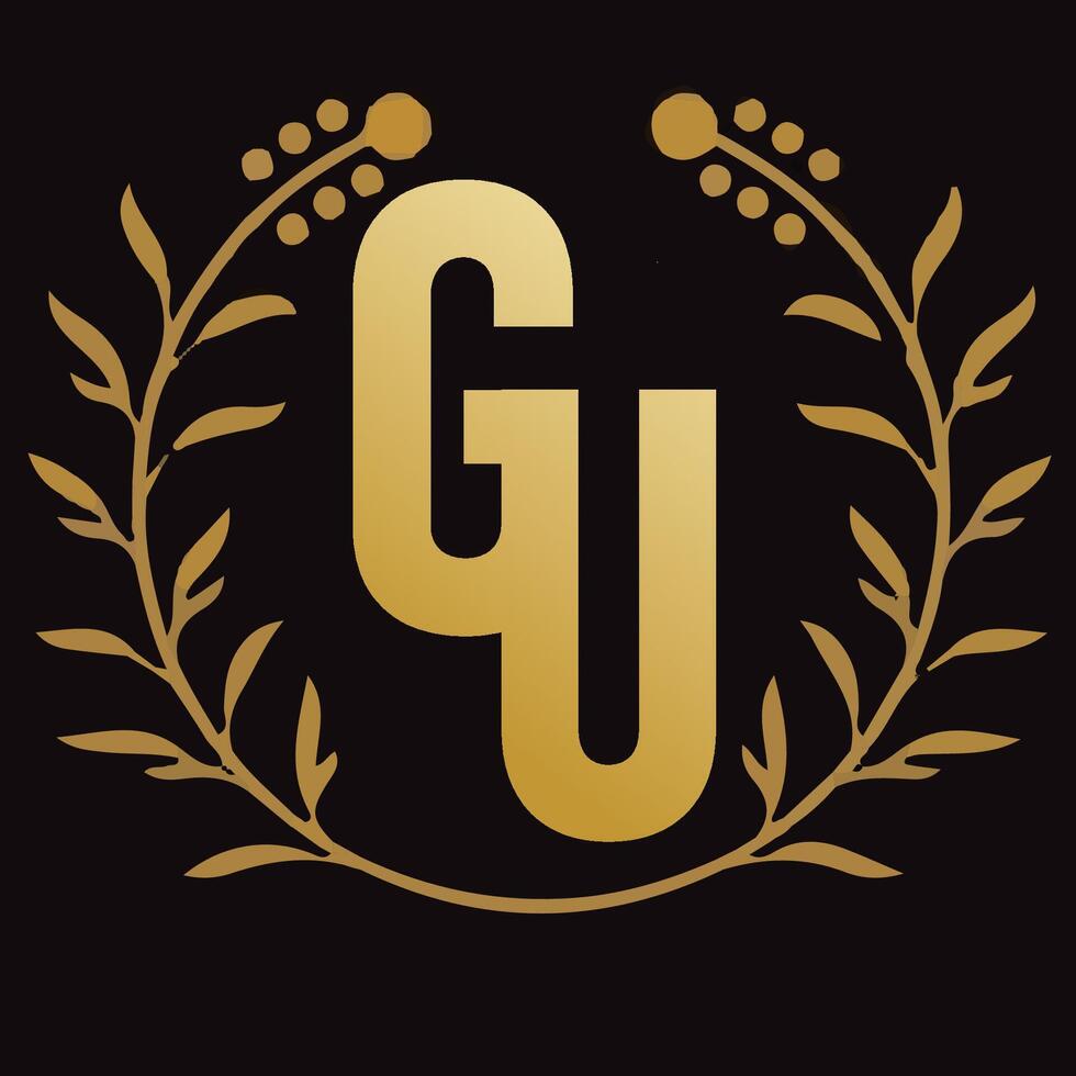 gu lettre l'image de marque logo conception avec une feuille vecteur