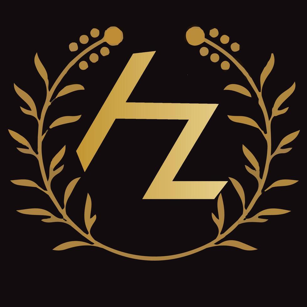 hz lettre l'image de marque logo conception avec une feuille vecteur