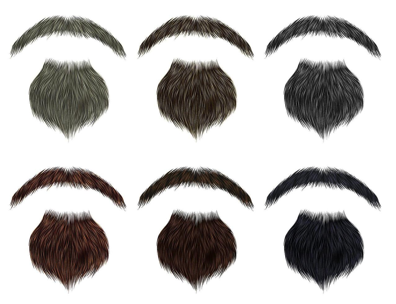 ensemble longue barbe et moustache différent couleurs.mode beauté style . vecteur