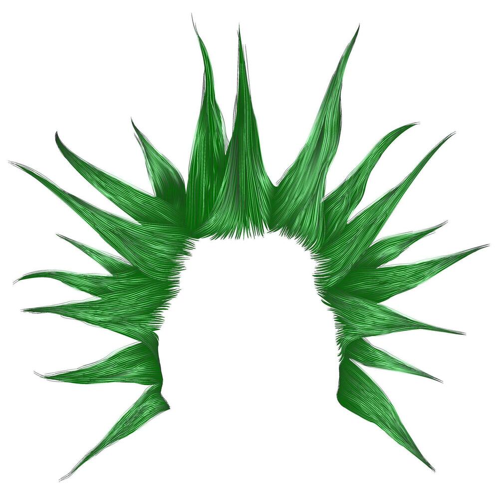 punk coiffure.shaggy cheveux vert Couleur vecteur