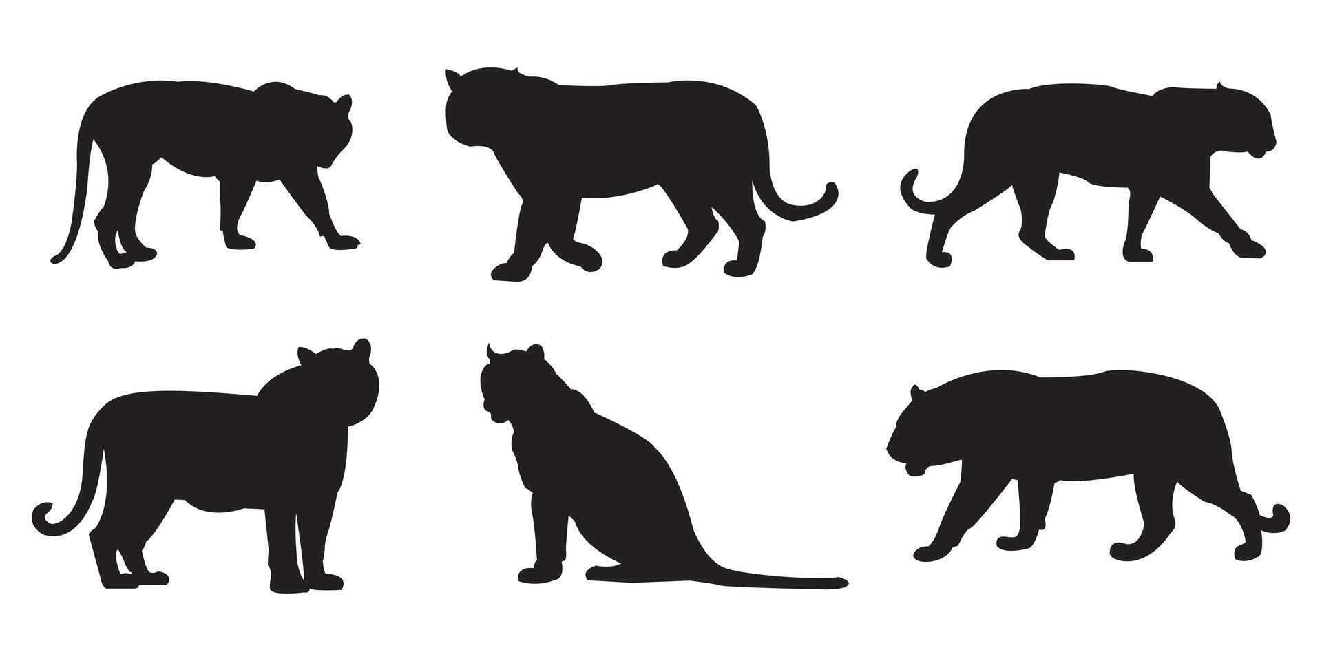 tigre silhouette vecteur ensemble, logo vecteur illustration