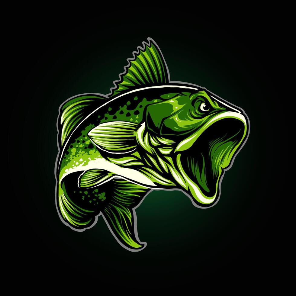le vert grande bouche basse pêche illustration vecteur
