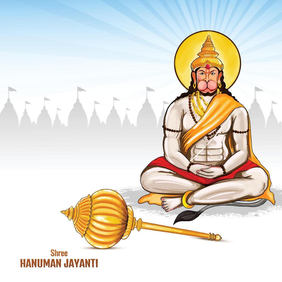 Seigneur hanuman sur religieux Contexte pour sri hanuman jayanti carte conception vecteur