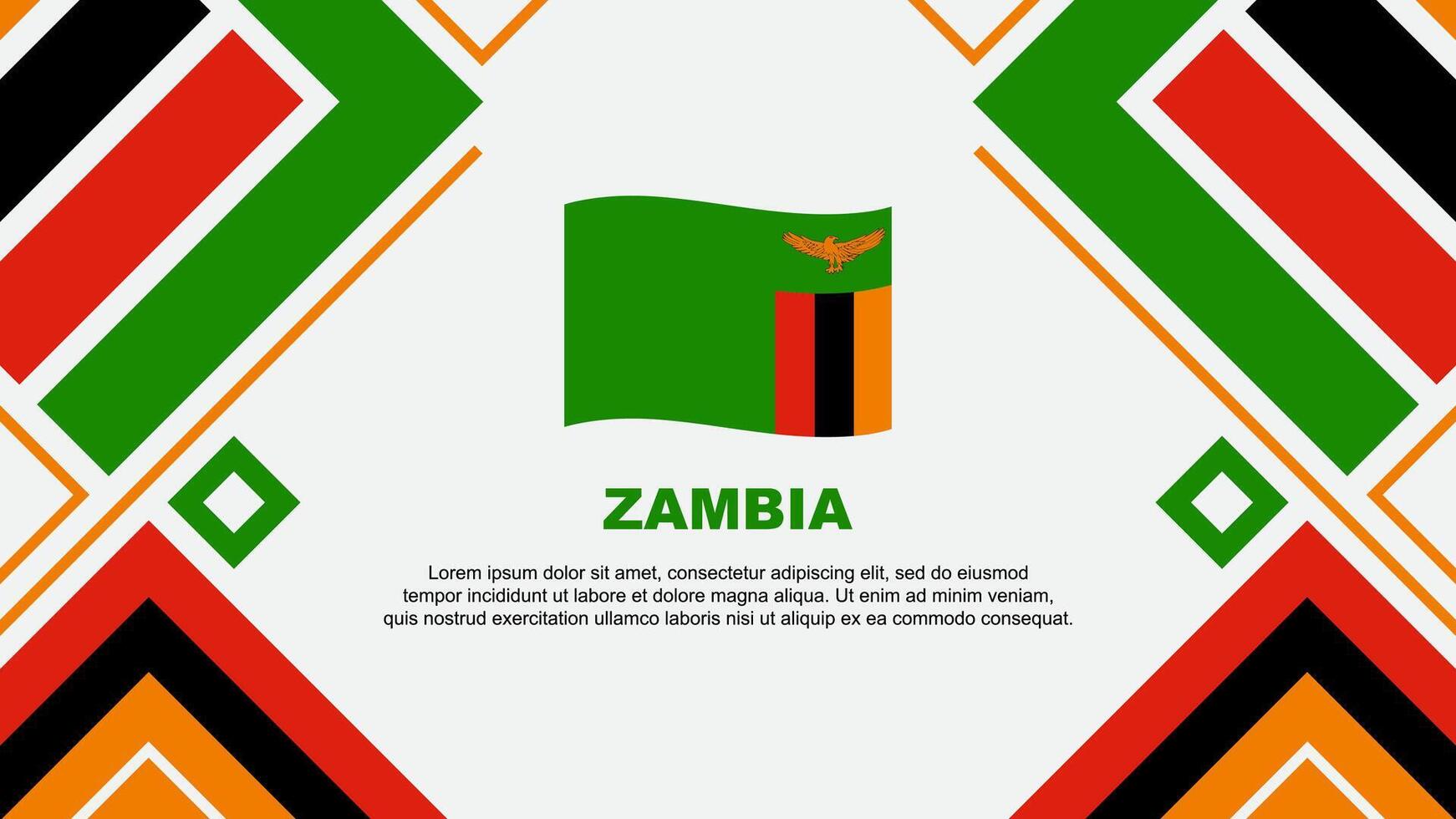 Zambie drapeau abstrait Contexte conception modèle. Zambie indépendance journée bannière fond d'écran vecteur illustration. Zambie drapeau