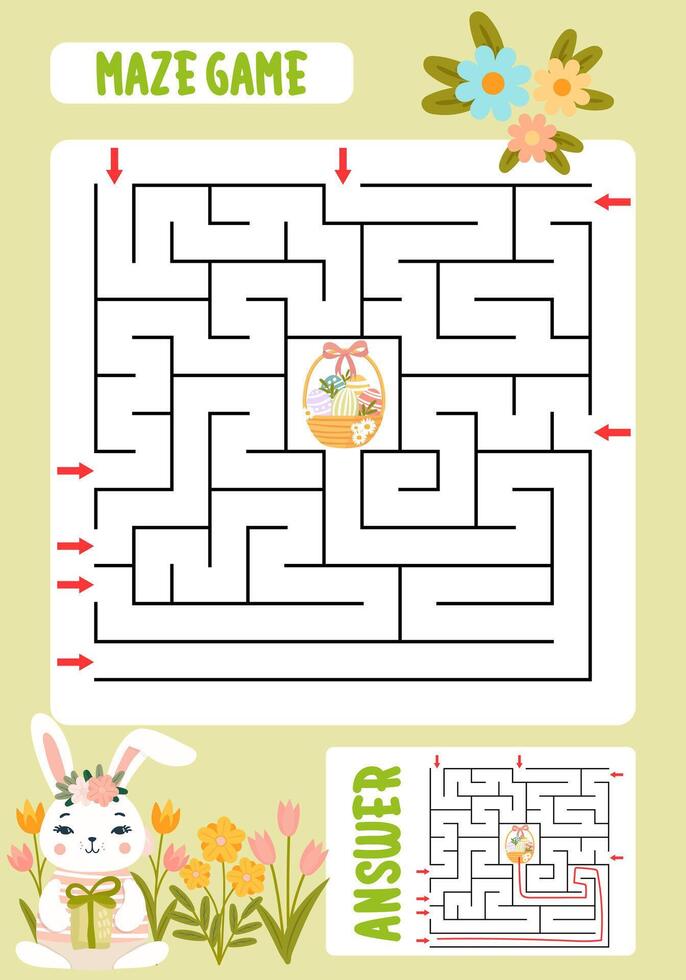 carré Labyrinthe Jeu pour les enfants puzzle pour les enfants labyrinthe énigme trouver le droite chemin vecteur