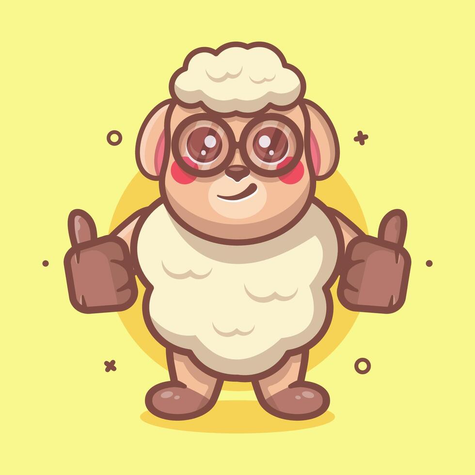 marrant mouton animal personnage mascotte avec pouce en haut main geste isolé dessin animé vecteur