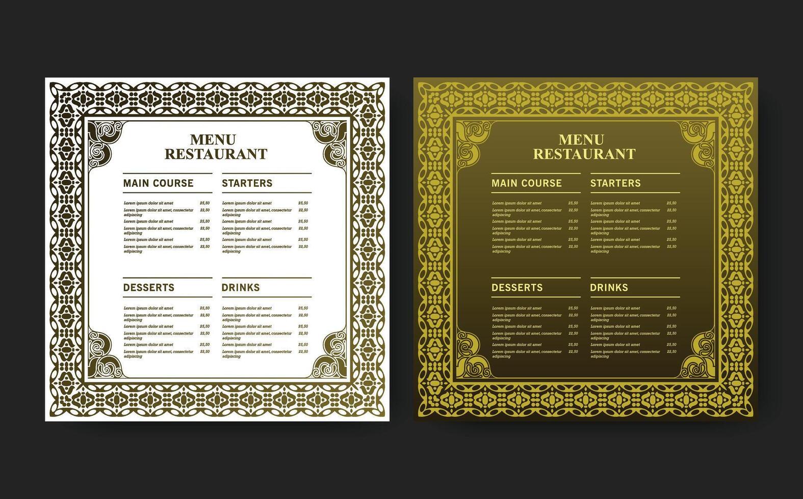 menu de restaurant vert et blanc avec des éléments de motif de texture vecteur