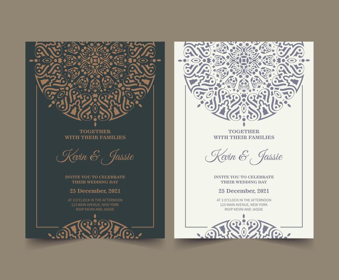 rétro mandala style mariage invitation vecteur