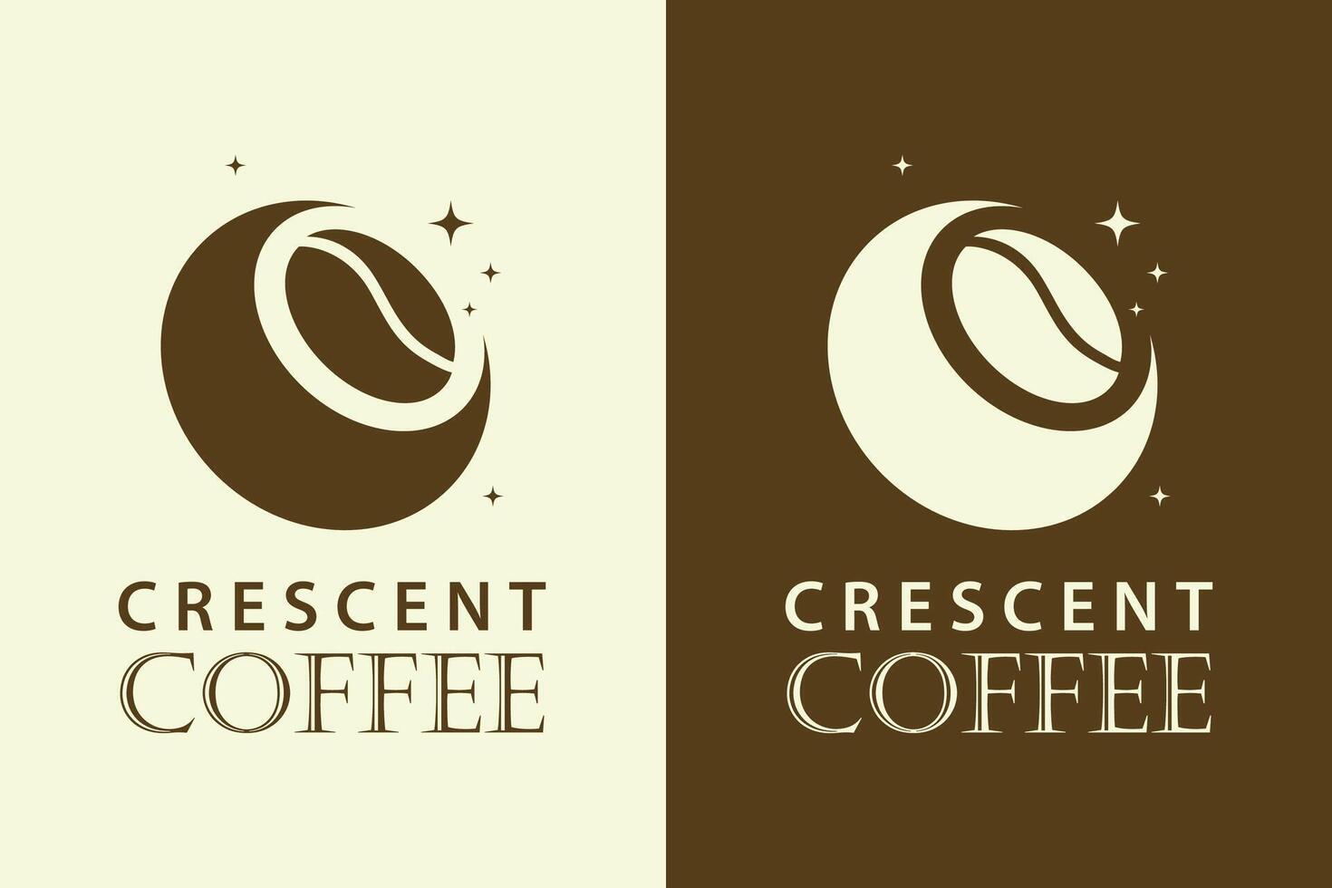 café logo silhouette concept de croissant lune et café des haricots vecteur