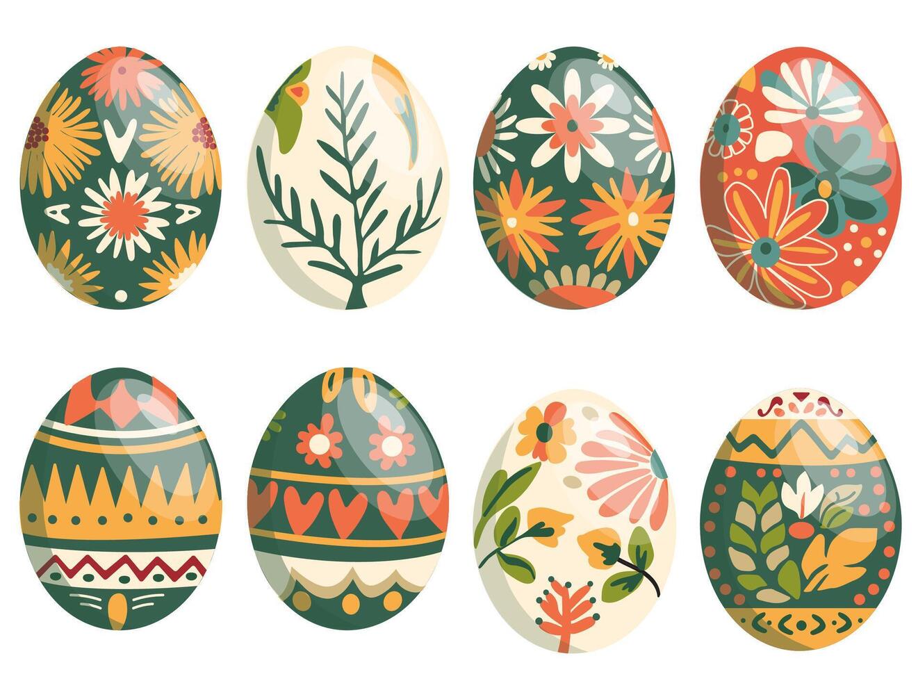 main tiré Pâques journée des œufs ensemble vecteur