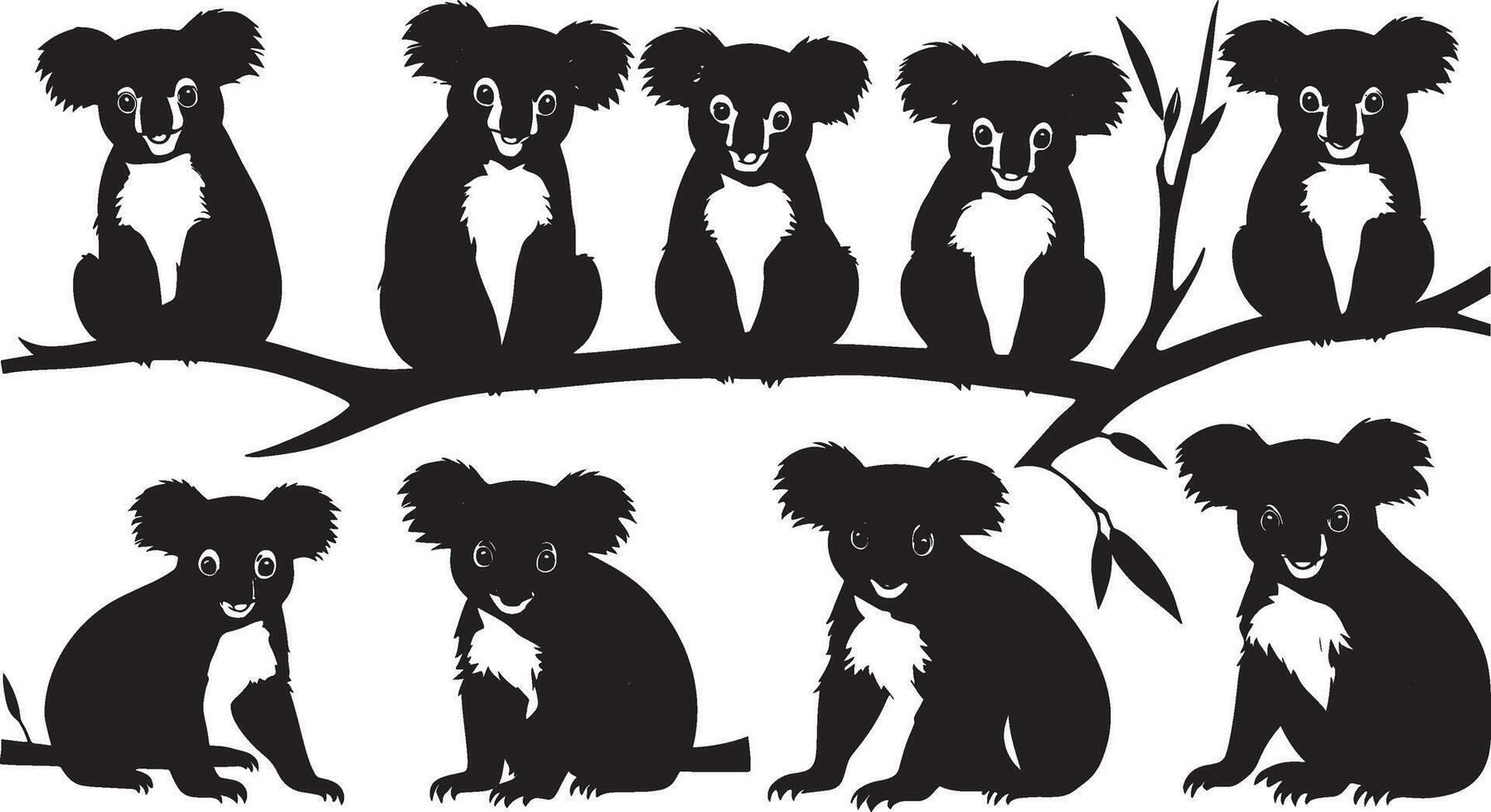 ensemble de une koala silhouette vecteur illustration