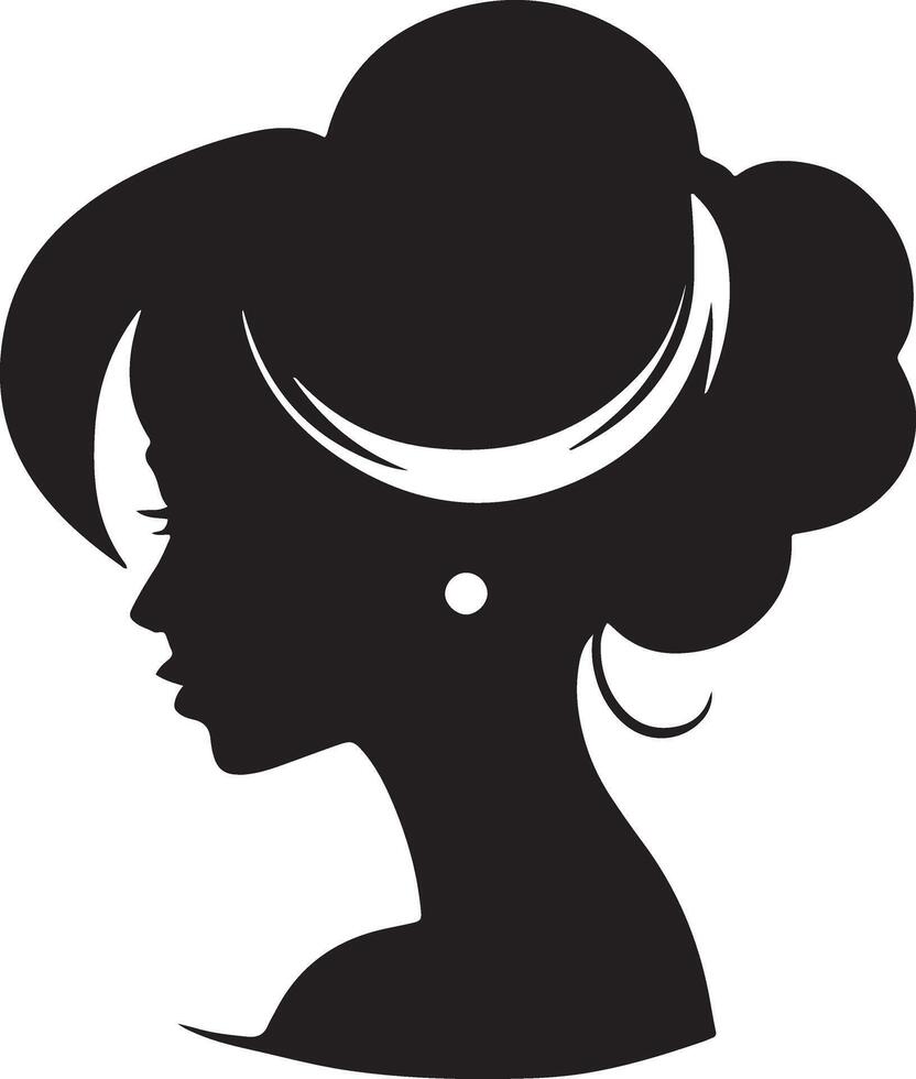 décoratif mode fille pour beauté salon conception. magnifique femme silhouette. Jeune fille avec ondulé épais cheveux. vecteur cheveux style icône