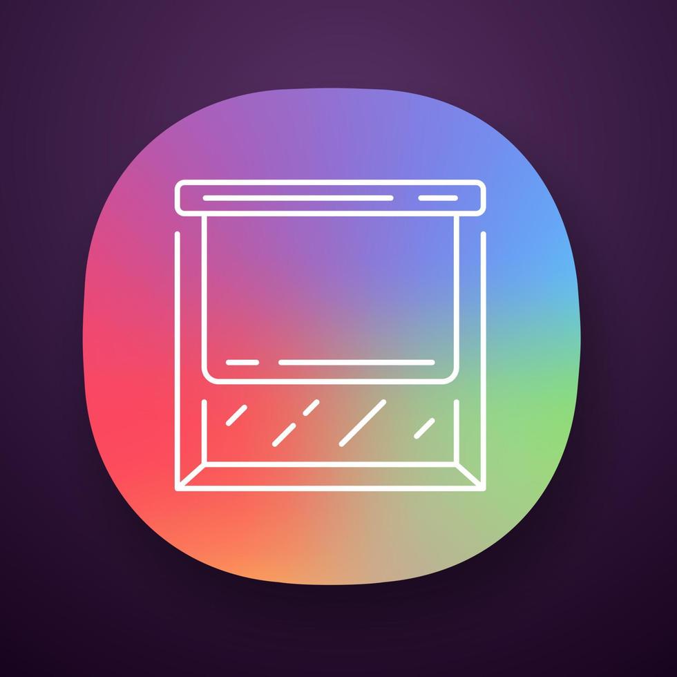 icône de l'application des stores enrouleurs. stores de fenêtre. cuisine, décoration d'obscurcissement de la pièce. jalousie verticale. traitements d'occultation des fenêtres. interface utilisateur ui ux. Web ou application mobile. illustration vectorielle isolée vecteur