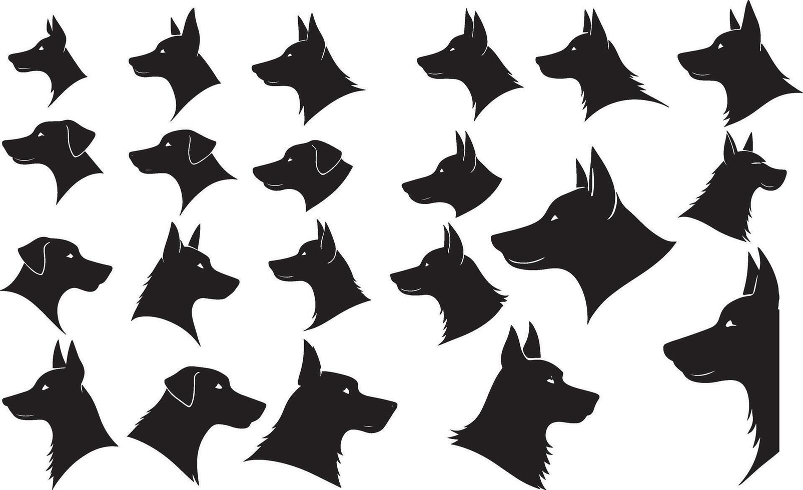 ensemble de une chien tête silhouette vecteur illustration.