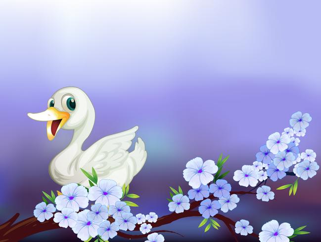 Papeterie avec un canard blanc et des fleurs vecteur