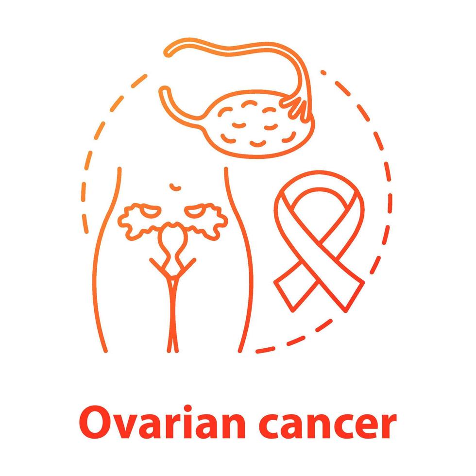 icône de concept de gradient rouge de cancer de l'ovaire. illustration de la ligne mince de l'idée de la maladie oncologique. soins de santé des femmes, système reproducteur. oncologie, gynécologie. dessin de contour isolé de vecteur