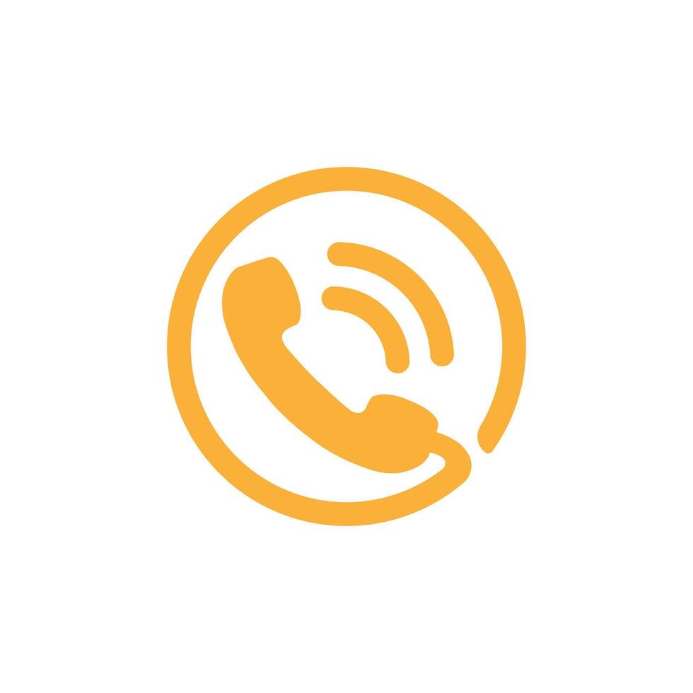 Orange téléphone appel icône isolé sur blanc Contexte vecteur