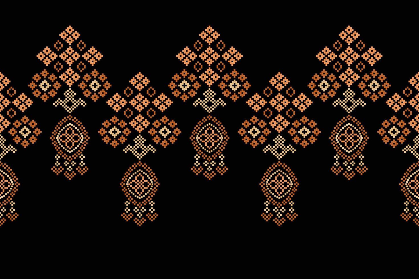 traditionnel ethnique motifs ikat géométrique en tissu modèle traverser point.ikat broderie ethnique Oriental pixel noir background.abstract, vecteur, illustration. texture, écharpe, décoration, papier peint. vecteur