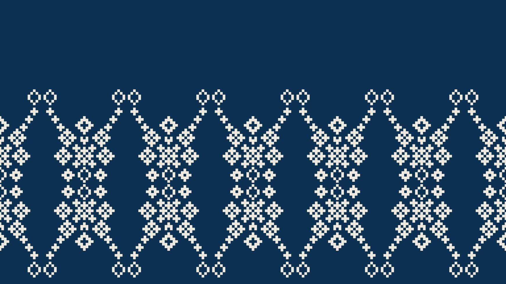 traditionnel ethnique motifs ikat géométrique en tissu modèle traverser point.ikat broderie ethnique Oriental pixel marine bleu Contexte. abstrait, vecteur, illustration. texture, écharpe, décoration, papier peint. vecteur