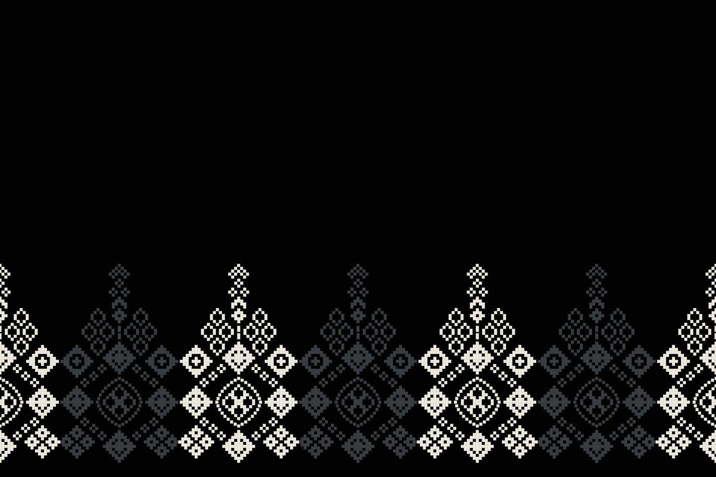 traditionnel ethnique motifs ikat géométrique en tissu modèle traverser point.ikat broderie ethnique Oriental pixel noir background.abstract, vecteur, illustration. texture, écharpe, décoration, papier peint. vecteur