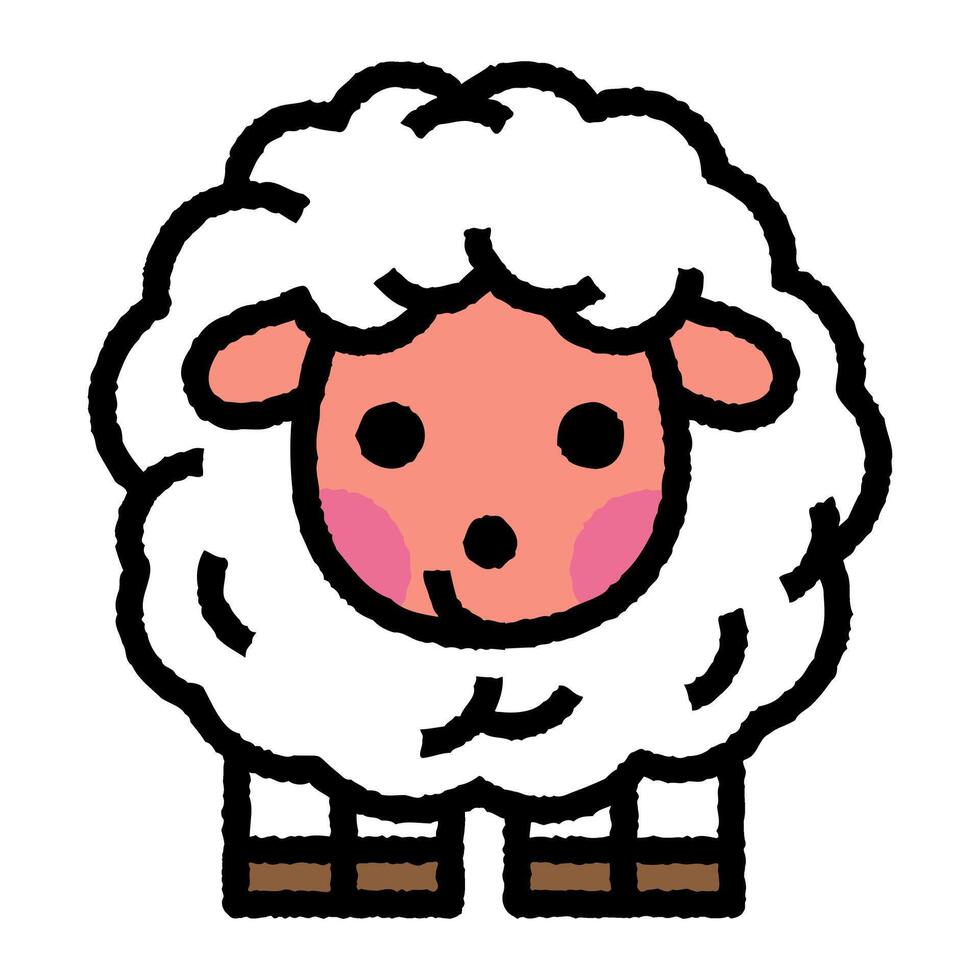 mouton dessin animé rendre rugueux rempli contour icône vecteur