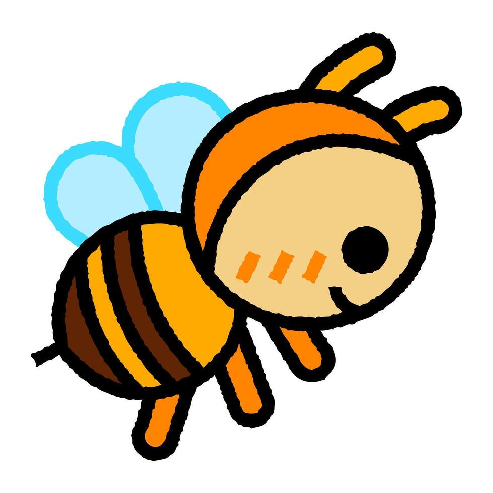 abeille dessin animé rendre rugueux rempli contour icône vecteur