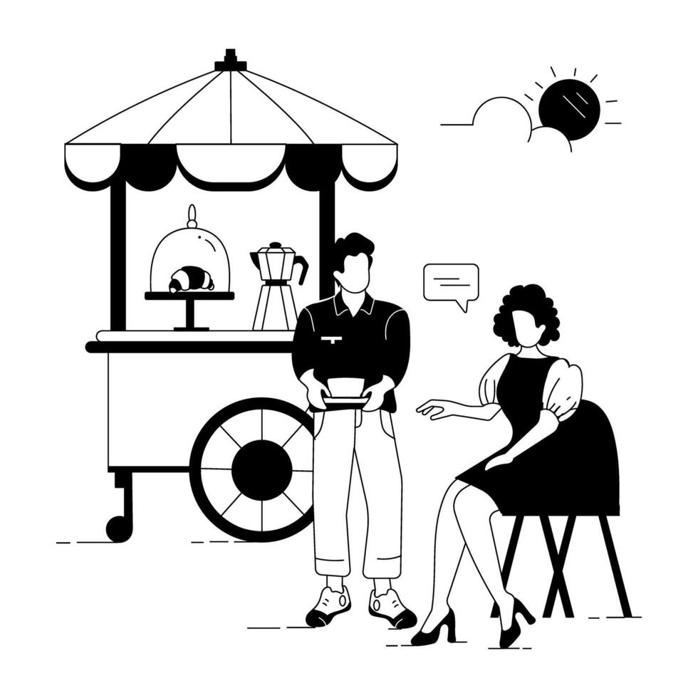 café culture linéaire des illustrations vecteur