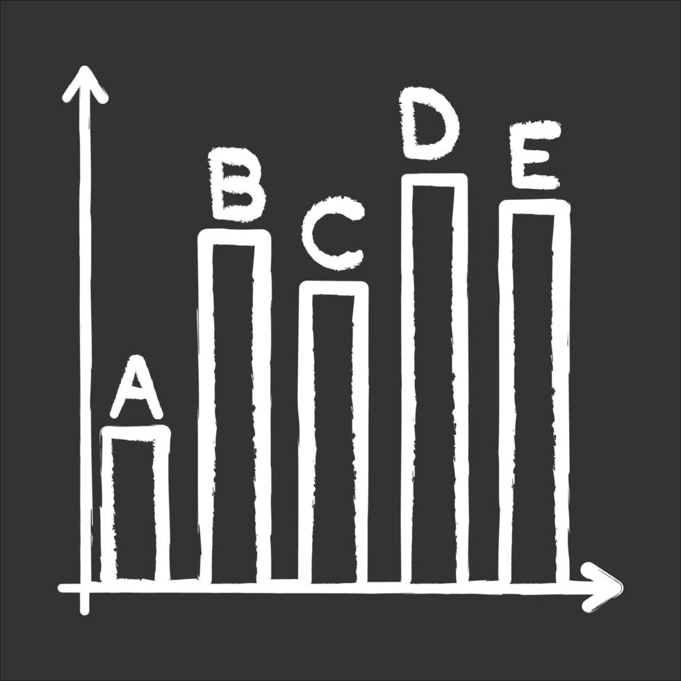 icône de craie de statistiques d'enquête. analyse de données, collecte d'informations. infographie. croissance graphique, augmentation graphique. histogramme. examen des diagrammes. stratégie d'entreprise. illustration de tableau de vecteur isolé