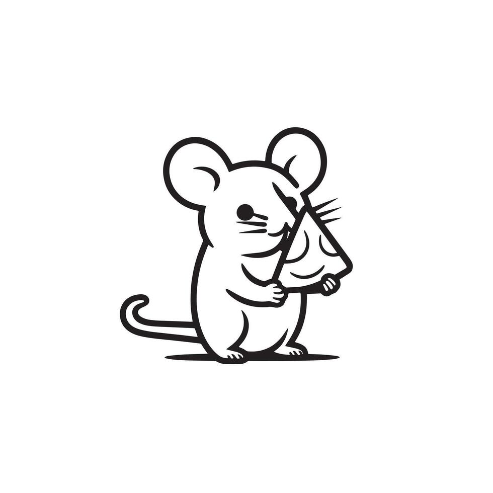 ai généré minimaliste vecteur art de Souris en mangeant fromage