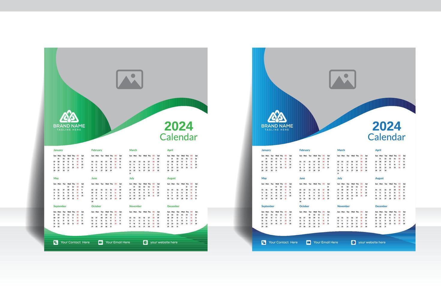 professionnel et entreprise calendrier conception modèle 2024 la semaine départs dimanche, mur calendrier vecteur