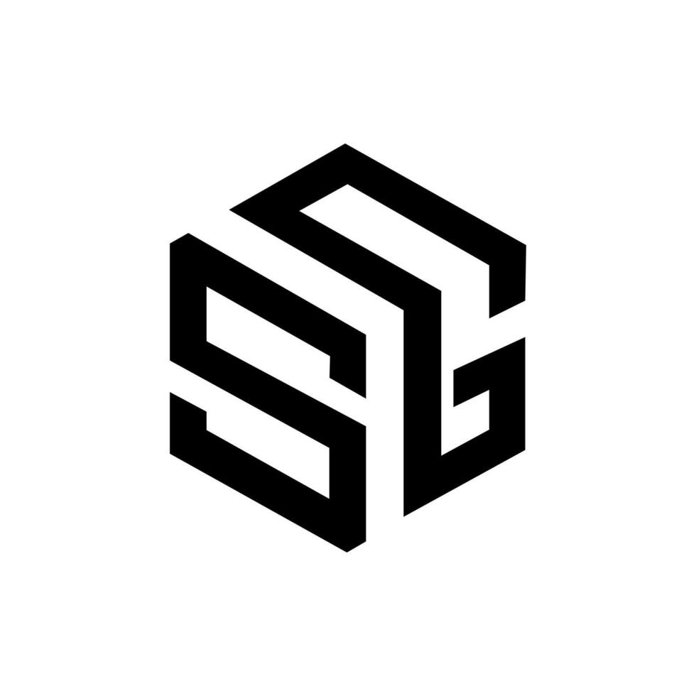 lettre sg ou gs hexagone formes alphabet moderne unique monogramme logo conception idée vecteur