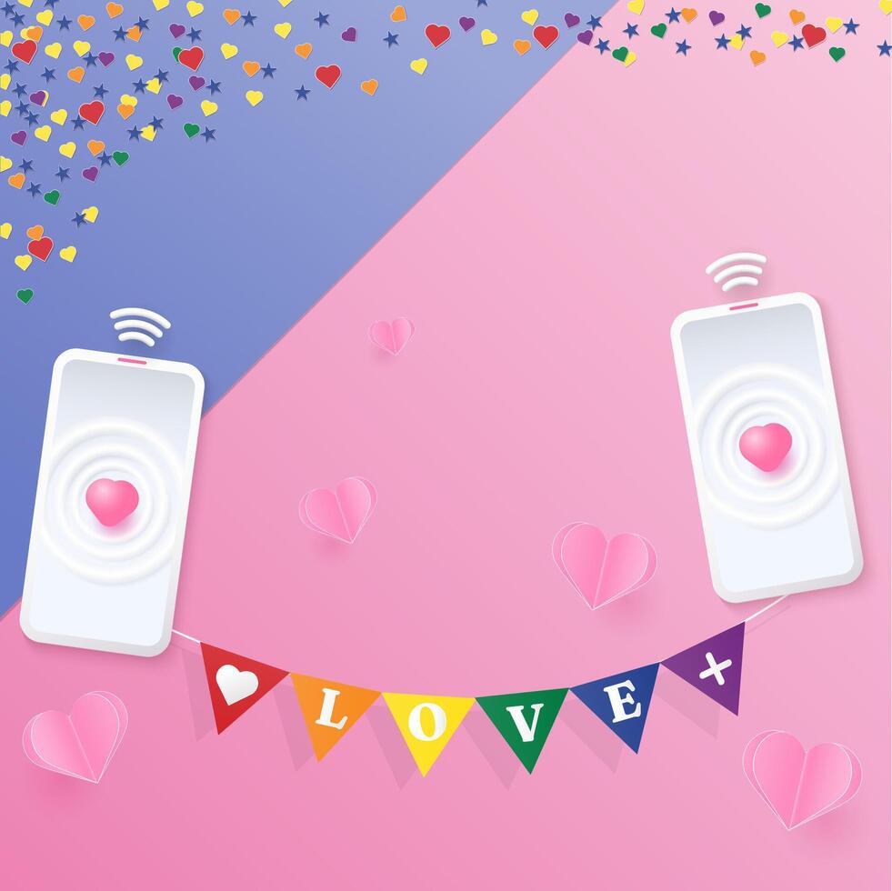 l'amour Contexte avec mobile téléphone et rose cœur vecteur
