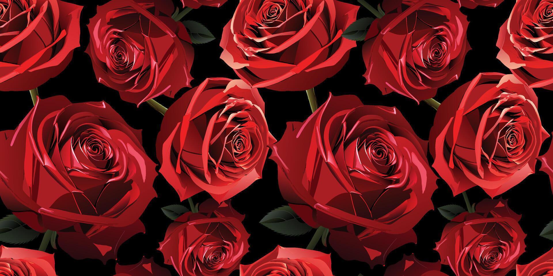 rouge velours épanouissement des roses floral sans couture modèle impression vecteur