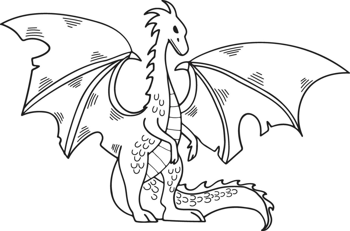 main tiré dragon personnage dans plat style vecteur