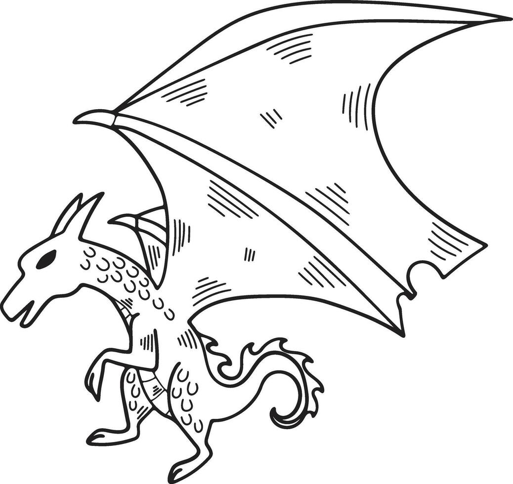 main tiré dragon personnage dans plat style vecteur