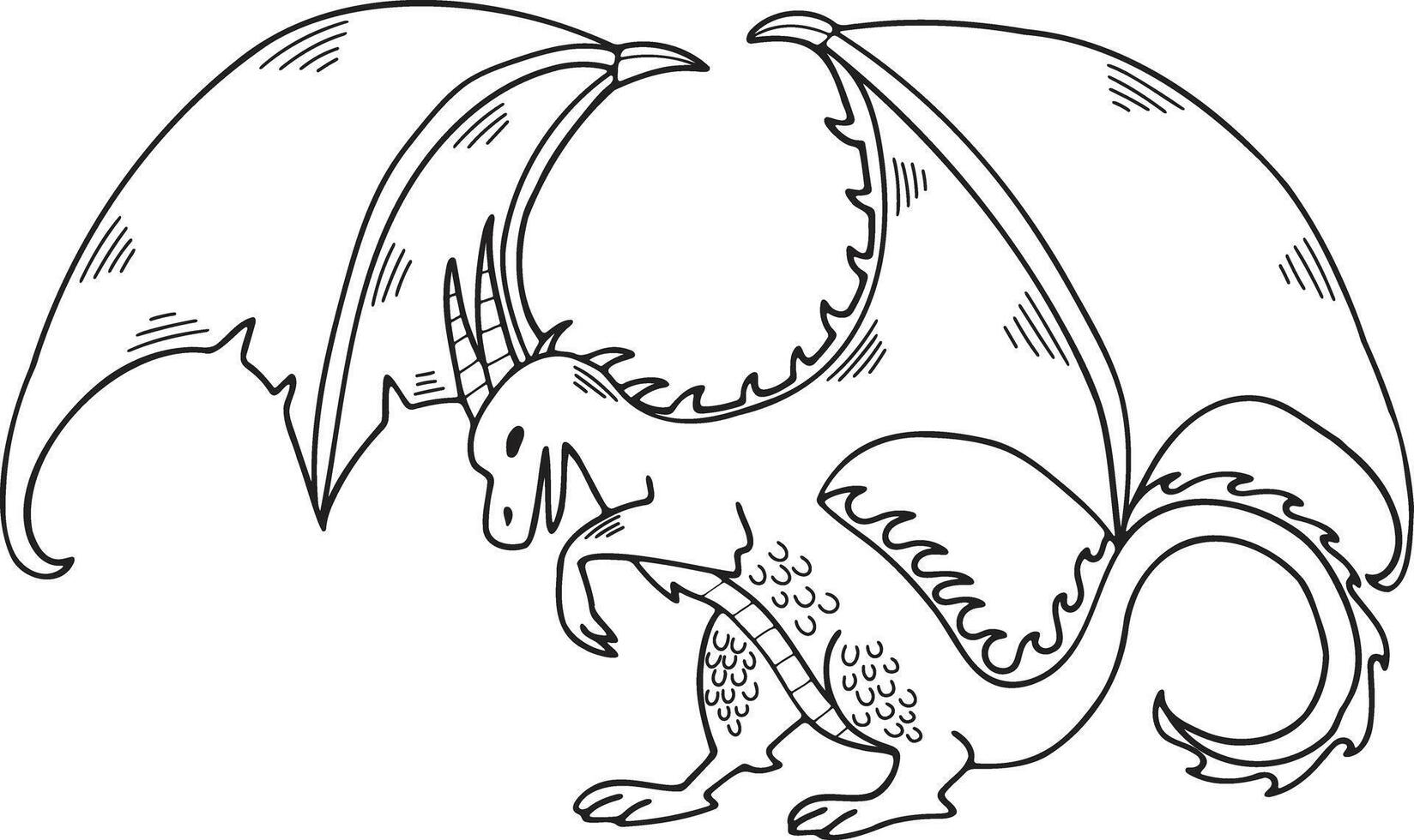 main tiré dragon personnage dans plat style vecteur