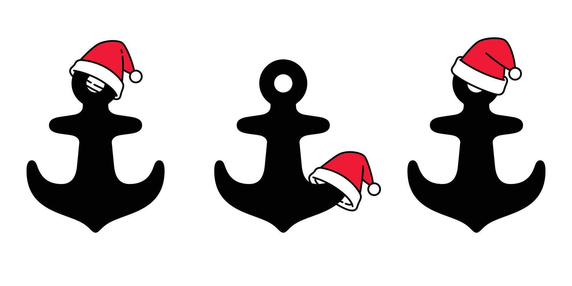 ancre vecteur Noël Père Noël claus chapeau icône logo barre bateau symbole pirate nautique maritime Facile dessin animé illustration graphique griffonnage conception