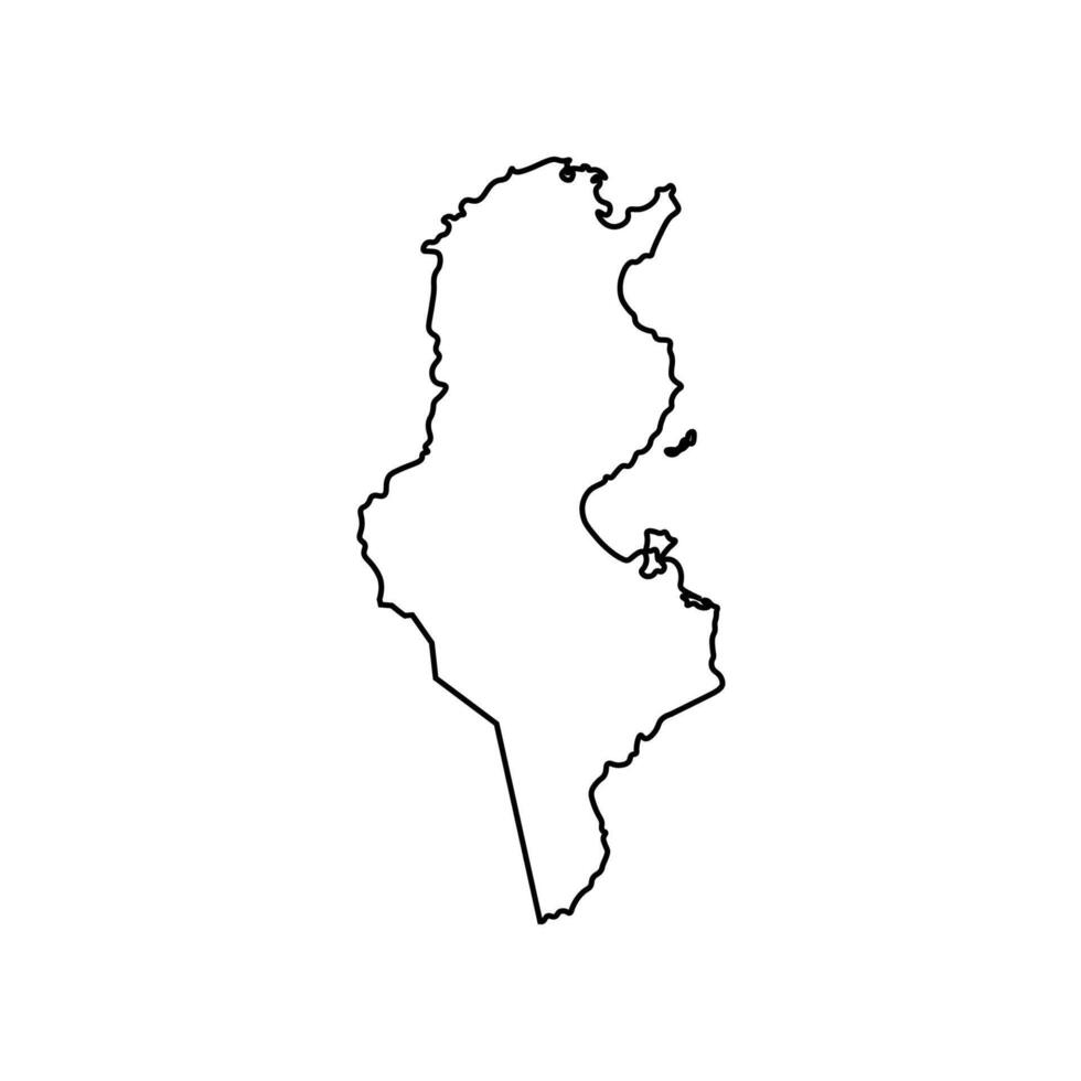vecteur isolé simplifié illustration icône avec noir ligne silhouette de Tunisie carte. blanc Contexte