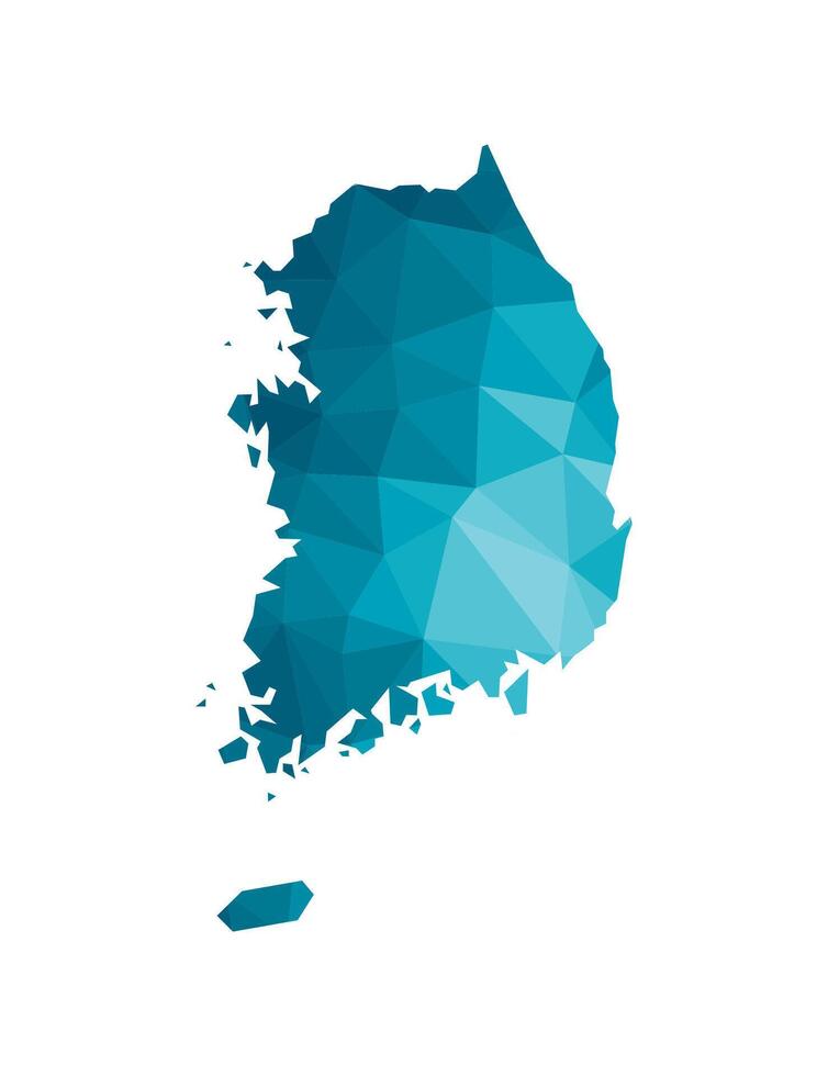 vecteur isolé illustration icône avec simplifié bleu silhouette de Sud Corée carte. polygonal géométrique style, triangulaire formes. blanc Contexte.