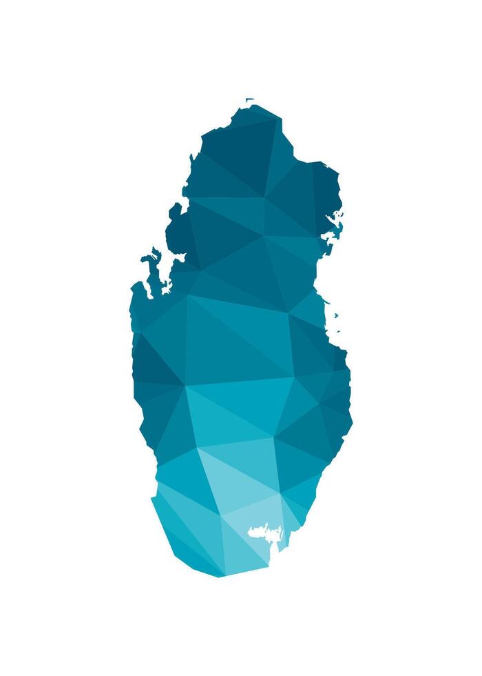 vecteur isolé illustration icône avec simplifié bleu silhouette de Etat de Qatar carte. polygonal géométrique style, triangulaire formes. blanc Contexte.