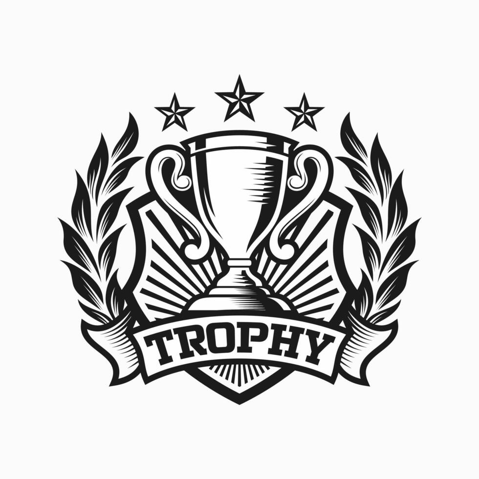 trophée tournoi badge logo conception vecteur modèle. noir Icônes la victoire trophées et récompenses