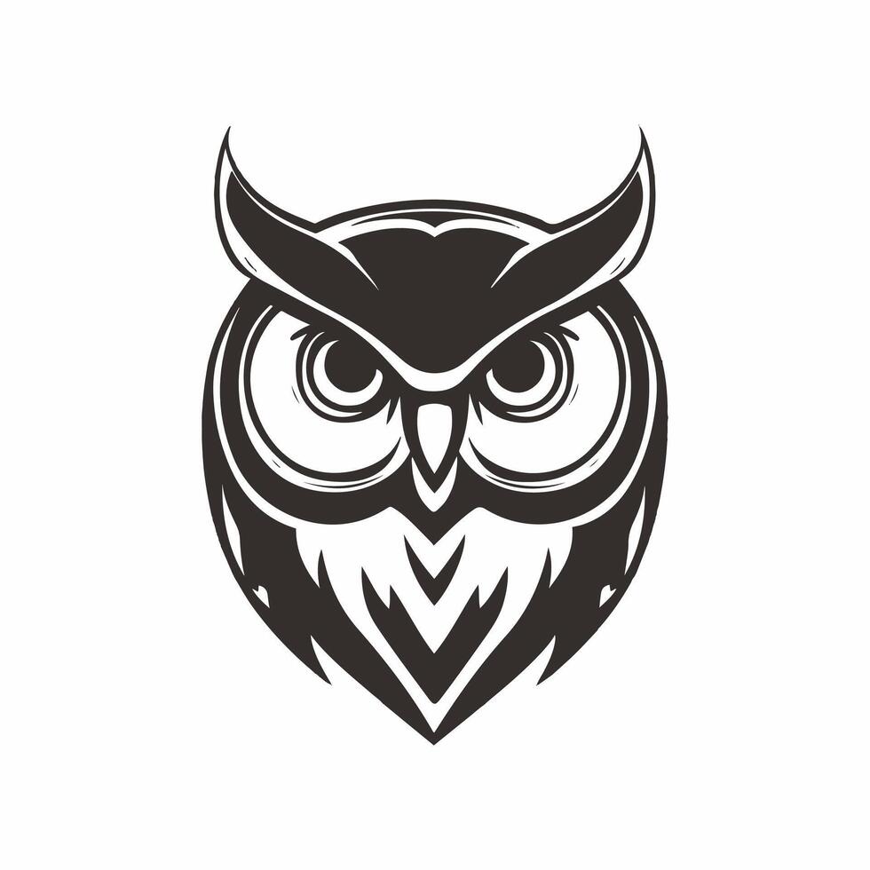 un hibou tête logo avec une noir et blanc Contexte vecteur